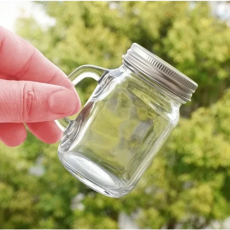 Meal Prep Juice Bottles - Botol Dispenser Kaca Portabel dengan Pegangan,